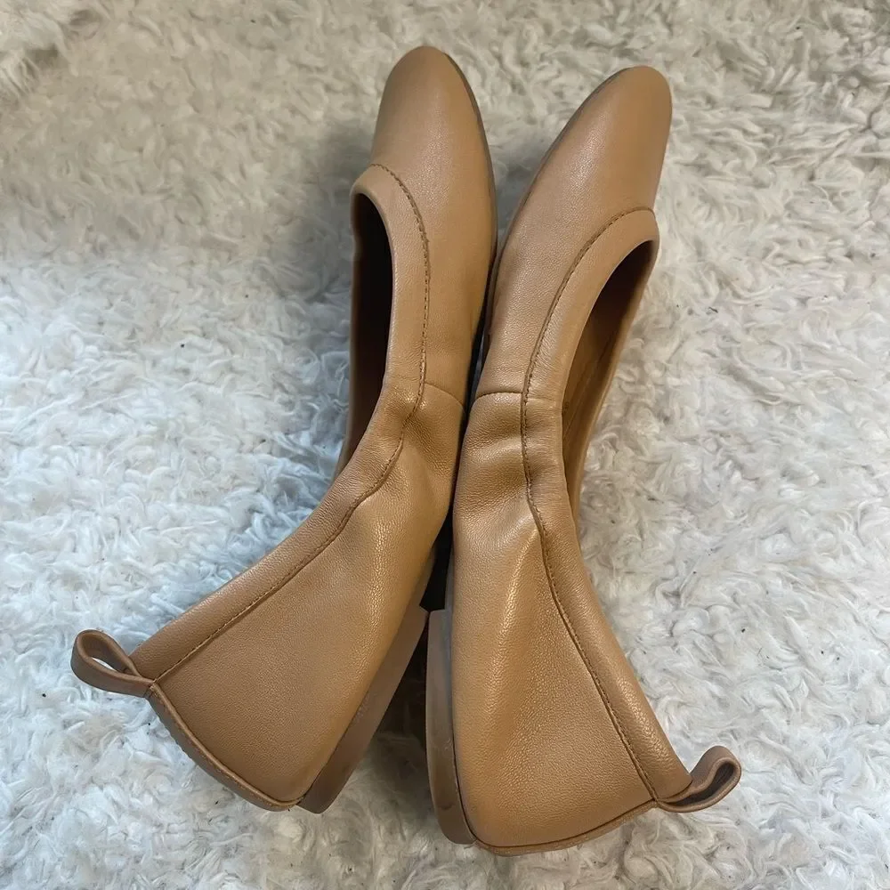 J. Crew leather tan Ballet Flats slip on shoes SZ10.5